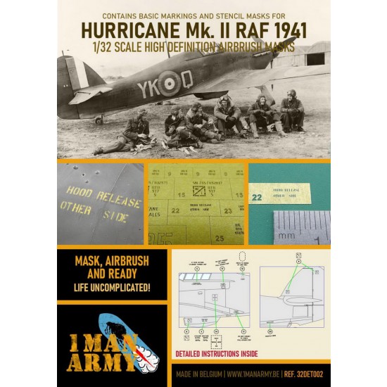 1/32 RAF Hawker Hurricane MK II 41/42 Airbrush Paint Masking 1/32 RAF Hawker Hurricane MK II 41/42 Airbrush Paint Masking
