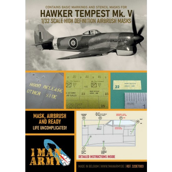 1/32 Hawker Tempest MKV Airbrush Paint Masking 1/32 Hawker Tempest MKV Airbrush Paint Masking