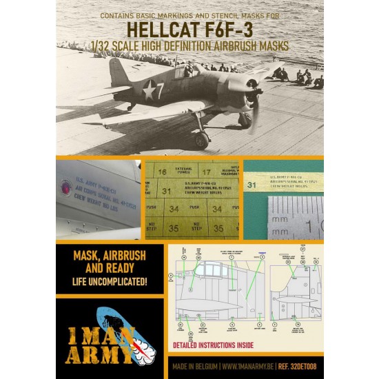1/32 Grumman F6F 3 Early Hellcat Airbrush Paint Masking 1/32 Grumman F6F 3 Early Hellcat Airbrush Paint Masking