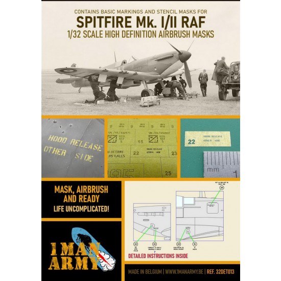 1/32 RAF Supermarine Spitfire MK II 41/42 Airbrush Paint Masking 1/32 RAF Supermarine Spitfire MK II 41/42 Airbrush Paint Masking