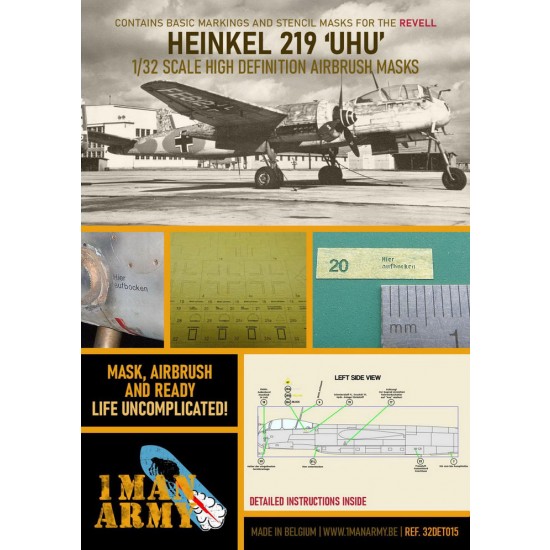 1/32 Heinkel HE 219 UHU Airbrush Paint Masking for Revell kits 1/32 Heinkel HE 219 UHU Airbrush Paint Masking for Revell kits