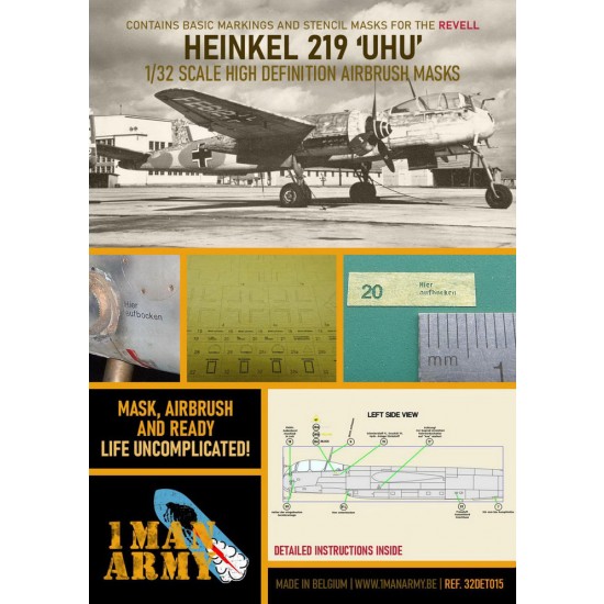 1/32 Heinkel HE 219 UHU Airbrush Paint Masking for Revell kits