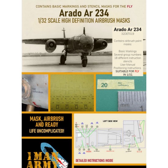 1/32 Arado Ar 234 Airbrush Paint Masking for Fly Models 1/32 Arado Ar 234 Airbrush Paint Masking for Fly Models