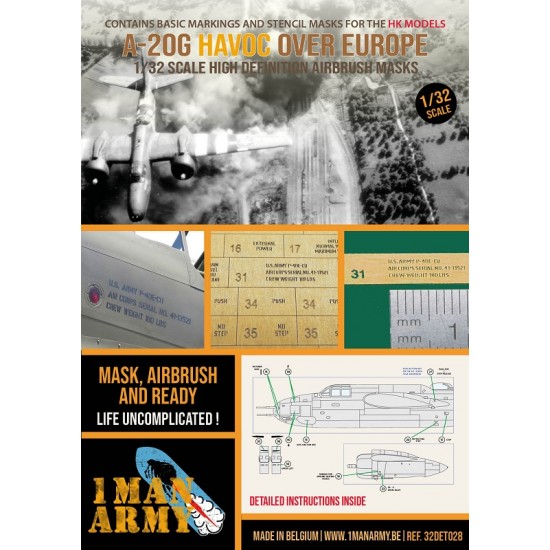 1/32 Douglas A-20G Havoc Masks for HK Model 1/32 Douglas A-20G Havoc Masks for HK Model