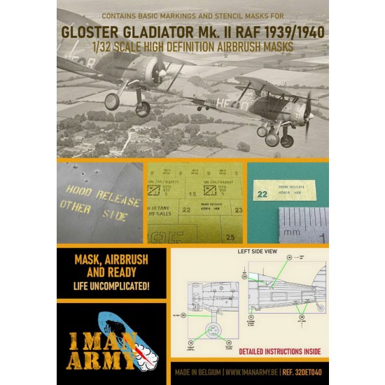 1/32 Gloster Gladiator MKII Airbrush Paint Masking 1/32 Gloster Gladiator MKII Airbrush Paint Masking