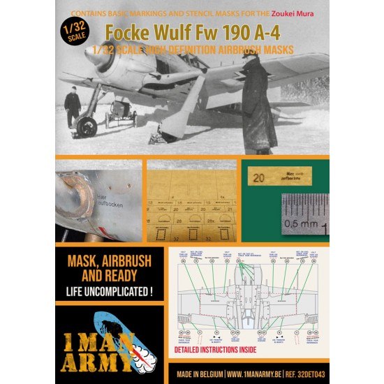 1/32 Focke Wulf Fw190 A-4 Markings and Stencil Masks for Zoukei Mura kits 1/32 Focke Wulf Fw190 A-4 Markings and Stencil Masks for Zoukei Mura kits