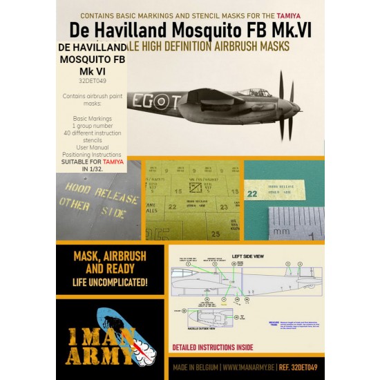 1/32 De Havilland Mosquito FB Mk.VI Airbrush Paint Masking for Tamiya kits 1/32 De Havilland Mosquito FB Mk.VI Airbrush Paint Masking for Tamiya kits