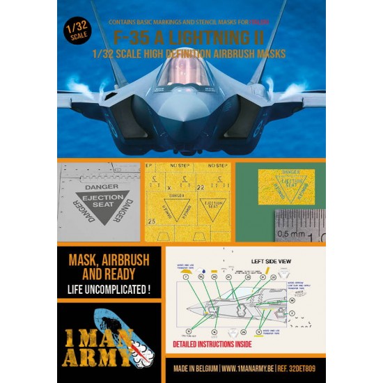 1/32 Lockheed Martin F-35 A Lightning II Markings & Stencil Masks for Italeri kits 1/32 Lockheed Martin F-35 A Lightning II Markings & Stencil Masks for Italeri kits