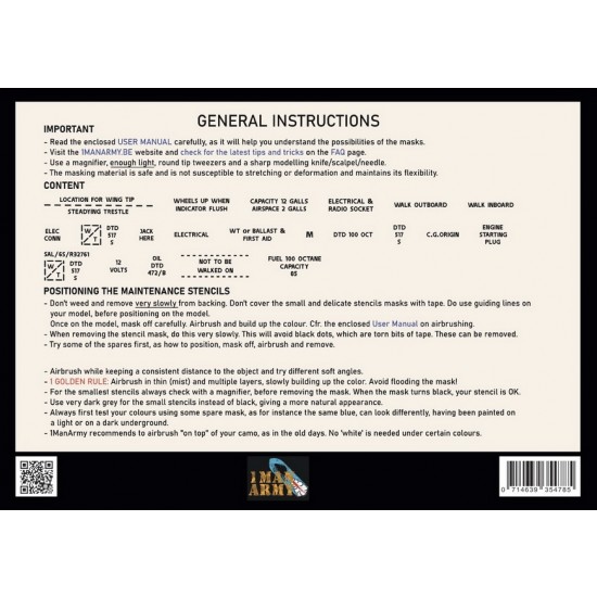 1/48 Spitfire Mk I/II Generic Data Stencils Masks Set for 2 kits 1/48 Spitfire Mk I/II Generic Data Stencils Masks Set for 2 kits