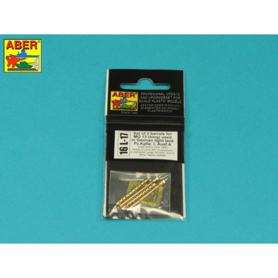 1/16 PzKpfw. I Ausf.A Early-1938 MG13 (long) Gun Barrels for Takom Model (2pcs) 1/16 PzKpfw. I Ausf.A Early-1938 MG13 (long) Gun Barrels for Takom Model (2pcs)