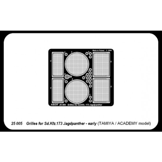 1/25 German Tank Destroyer SdKfz.173 Jagdpanther Grilles for Tamiya/Academy kit 1/25 German Tank Destroyer SdKfz.173 Jagdpanther Grilles for Tamiya/Academy kit