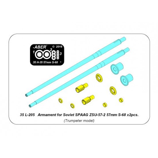 1/35 Armament for Soviet SPAAG ZSU-57-2 for Takom kit TAK2058 (2x 57mm S-68) 1/35 Armament for Soviet SPAAG ZSU-57-2 for Takom kit TAK2058 (2x 57mm S-68)