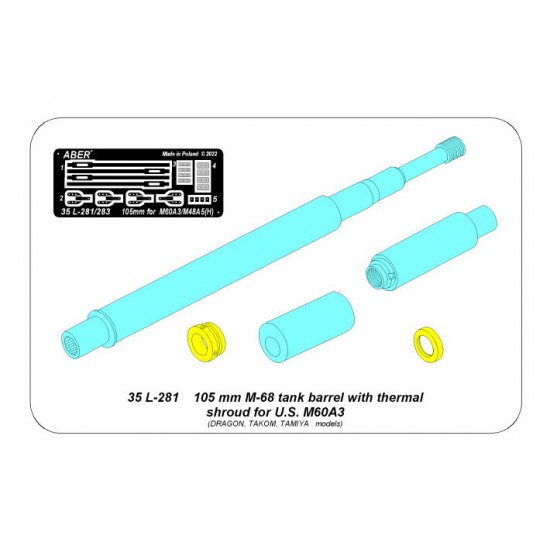 1/35 M60A3 105mm M-68 Gun Barrel w/Thermal Shroud for Dragon/Takom/Tamiya kits 1/35 M60A3 105mm M-68 Gun Barrel w/Thermal Shroud for Dragon/Takom/Tamiya kits