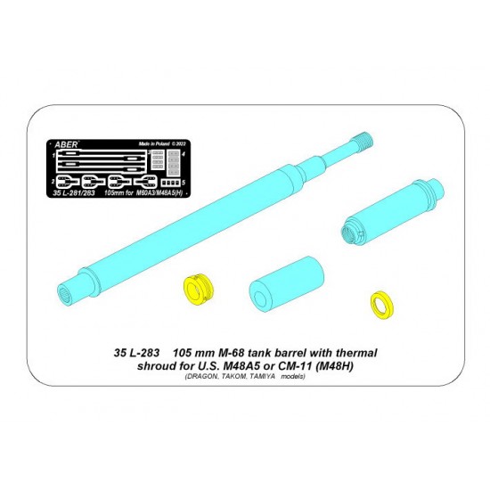 1/35 M48A5 Tank 105mm M-68 Gun Barrel with Thermal Shroud 1/35 M48A5 Tank 105mm M-68 Gun Barrel with Thermal Shroud