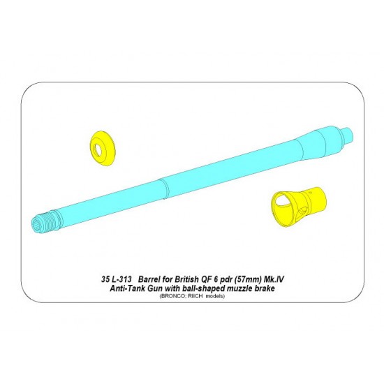 1/35 6 pdr Mk.IV (57mm) A/T Gun Barrel for w/Ball Muzzle Brake 1/35 6 pdr Mk.IV (57mm) A/T Gun Barrel for w/Ball Muzzle Brake