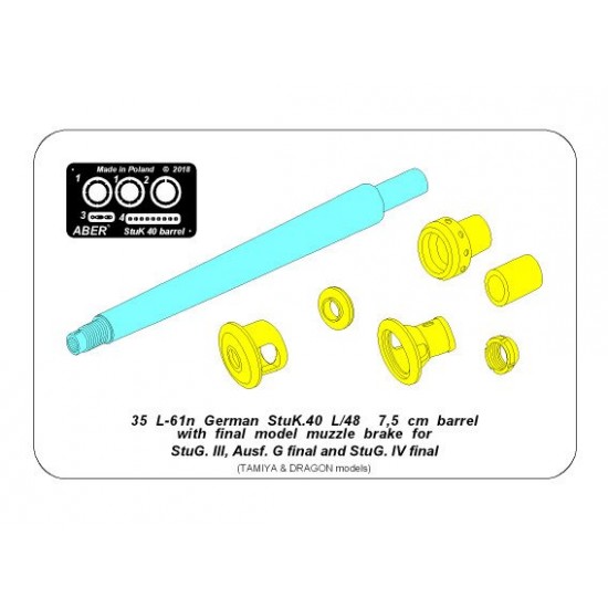 1/35 StuK.40 L/48 7.5cm Gun Barrel w/Final MB for Tamiya/Dragon Stug.III G & IV Late