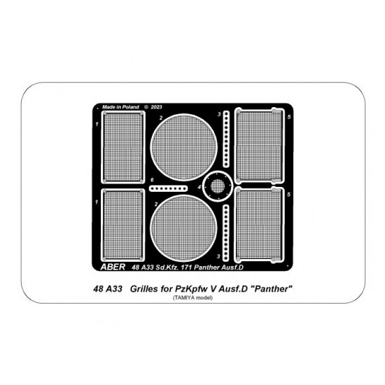 1/48 PzKpfw V Ausf.D Panther Grilles for Tamiya kits 1/48 PzKpfw V Ausf.D Panther Grilles for Tamiya kits