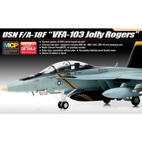 ACADEMY # 12535  1/72nd SCALE USN F/A18F  JOLLY ROGERS VFA-103 MODEL KIT