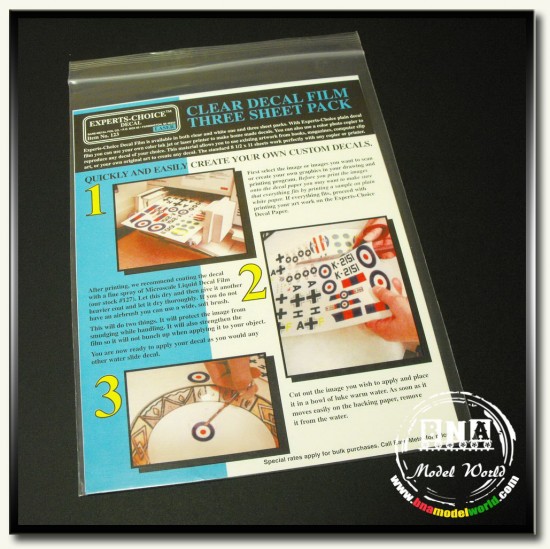 Laser/Colour Clear Decal Film - Three Sheet Pack Laser/Colour Clear Decal Film - Three Sheet Pack