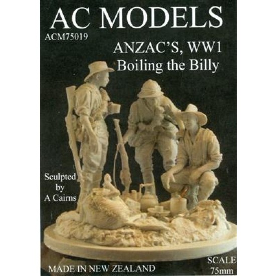 1/24 (75mm) WWI ANZACs Boiling the Billy (3 Resin Figures+Dog+Accessories+Scenic Base)