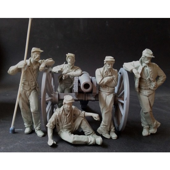 75mm Scale Confederate Artillery Crews at Rest (5 figures w/cannon & accessories) 75mm Scale Confederate Artillery Crews at Rest (5 figures w/cannon & accessories)