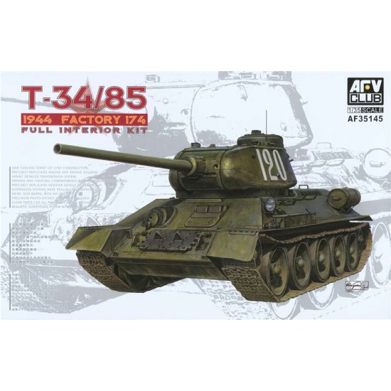 1/35 WWII Russian T-34/85 Mod 1944/45 Factory 174 with Full Interior 1/35 WWII Russian T-34/85 Mod 1944/45 Factory 174 with Full Interior