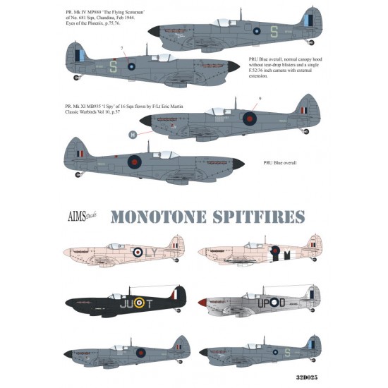 1/32 Monotone Spitfires Decals 1/32 Monotone Spitfires Decals