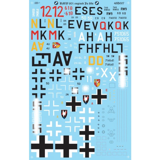 1/48 Junkers BMW Ju 88 Decals 1/48 Junkers BMW Ju 88 Decals