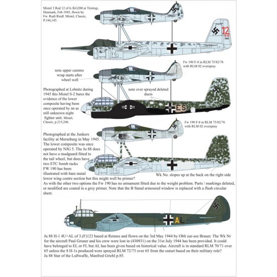 1/48 Junkers BMW Ju 88 Decals 1/48 Junkers BMW Ju 88 Decals