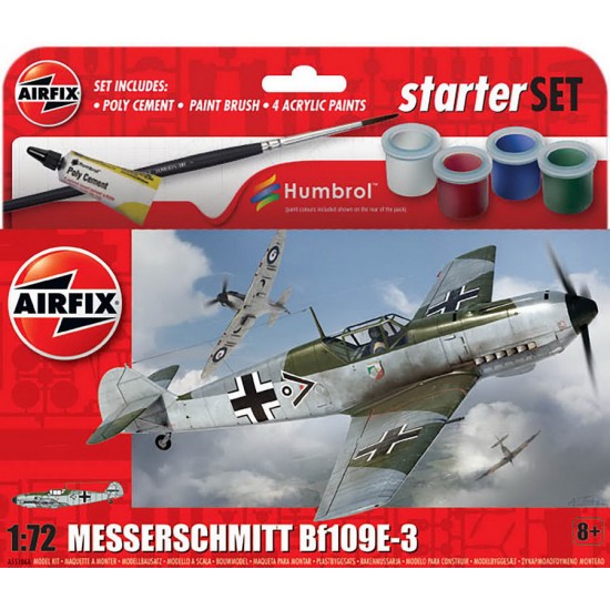 1/72 Messerschmitt Bf109E-3 Gift Set (kit, paints, cement, brush) 1/72 Messerschmitt Bf109E-3 Gift Set (kit, paints, cement, brush)
