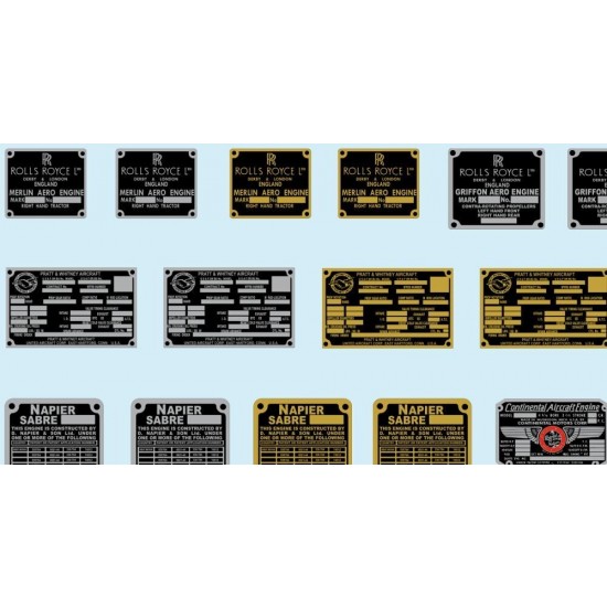 Decal for 1/24 WWII Metallic Placards & Dataplates Decal for 1/24 WWII Metallic Placards & Dataplates