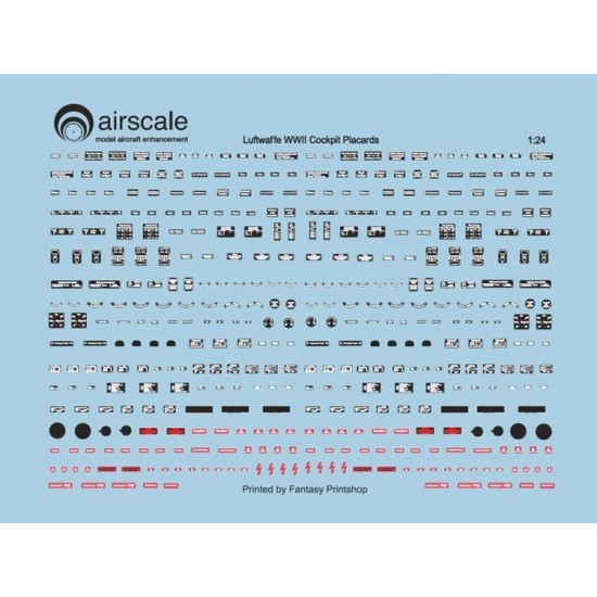 1/24 WWII Luftwaffe Cockpit Placards & Dataplates Decals 1/24 WWII Luftwaffe Cockpit Placards & Dataplates Decals