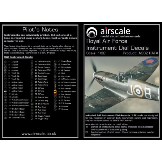 1/32 WWII RAF Cockpit Decals (Remastered in Full Colour) 1/32 WWII RAF Cockpit Decals (Remastered in Full Colour)