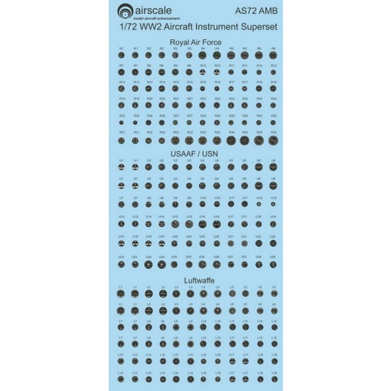 Decals for 1/72 WWII RAF/USAAF/Luftwaffe Instrument Superset Decals for 1/72 WWII RAF/USAAF/Luftwaffe Instrument Superset