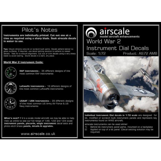 Decals for 1/72 WWII RAF/USAAF/Luftwaffe Instrument Superset Decals for 1/72 WWII RAF/USAAF/Luftwaffe Instrument Superset