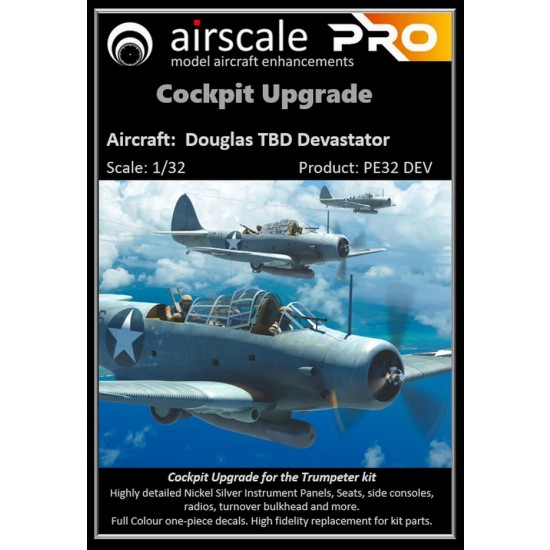 1/32 TBD Devastator Cockpit Upgrade Detail set for Trumpeter kits 1/32 TBD Devastator Cockpit Upgrade Detail set for Trumpeter kits