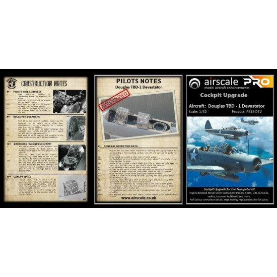 1/32 TBD Devastator Cockpit Upgrade Detail set for Trumpeter kits 1/32 TBD Devastator Cockpit Upgrade Detail set for Trumpeter kits