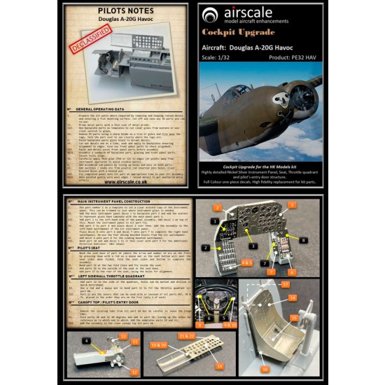 1/32 Douglas A20G Havoc Cockpit Upgrade Detail set for HK Models 1/32 Douglas A20G Havoc Cockpit Upgrade Detail set for HK Models
