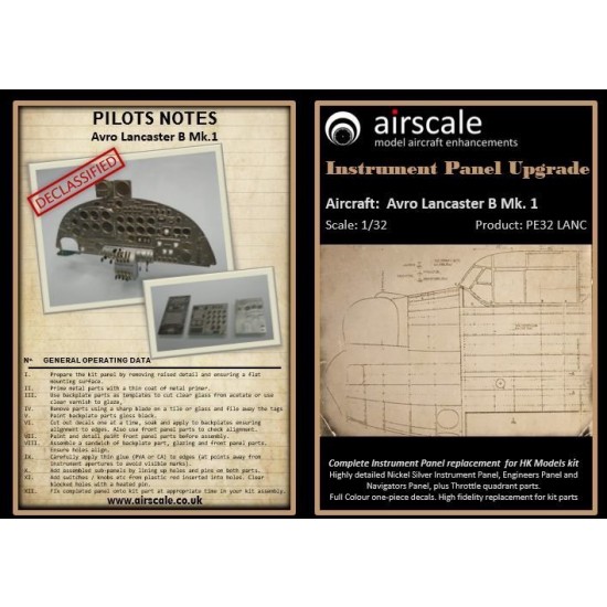 1/32 Avro Lancaster B Mk. 1 Cockpit Instrument Panel for HK Models 1/32 Avro Lancaster B Mk. 1 Cockpit Instrument Panel for HK Models