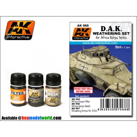 DAK Weathering Set for Africa Korps Tanks (35ml x 3) DAK Weathering Set for Africa Korps Tanks (35ml x 3)