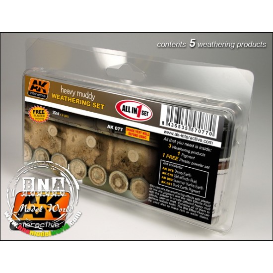 Heavy Muddy Weathering Set (3x Enamel Colours & 1x Pigment & 1x Plaster Powder) Heavy Muddy Weathering Set (3x Enamel Colours & 1x Pigment & 1x Plaster Powder)