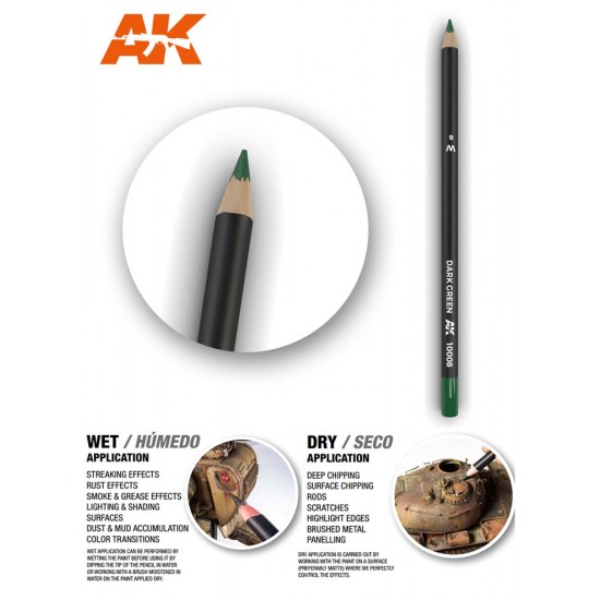 Weathering Semi Grease Water Pencil - Dark Green Weathering Semi Grease Water Pencil - Dark Green
