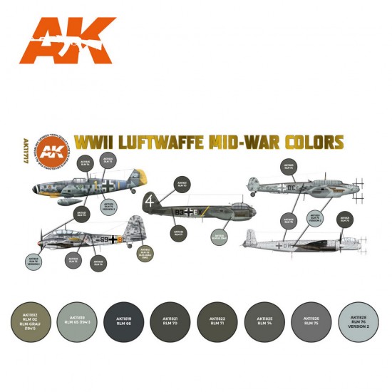 Acrylic Paint 3rd Gen set for Aircraft - WWII Luftwaffe Mid-War Colours (8x 17ml) Acrylic Paint 3rd Gen set for Aircraft - WWII Luftwaffe Mid-War Colours (8x 17ml)