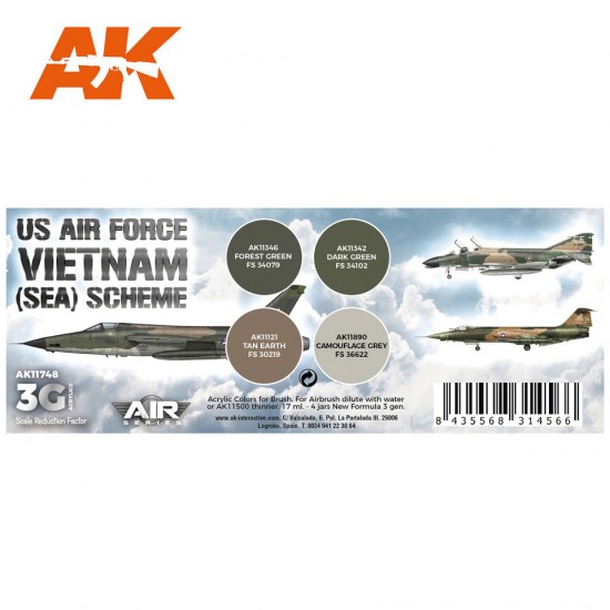 Acrylic Paint 3rd Gen set for Aircraft - US Air Force South East Asia (SEA) Scheme
