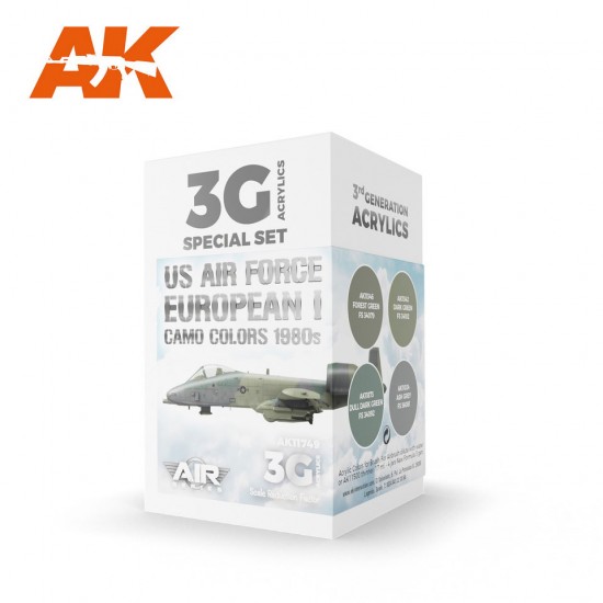 Acrylic Paint 3rd Gen set for Aircraft - US Air Force European I Camo Colours 1980s Acrylic Paint 3rd Gen set for Aircraft - US Air Force European I Camo Colours 1980s