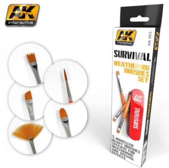 Weathering Brushes Set - Survival (5 brushes with 5 different shapes) Weathering Brushes Set - Survival (5 brushes with 5 different shapes)