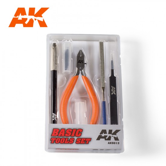 Basic Tools Set: Straight Tweezers, Pliers, Cutter & Metal File Basic Tools Set: Straight Tweezers, Pliers, Cutter & Metal File