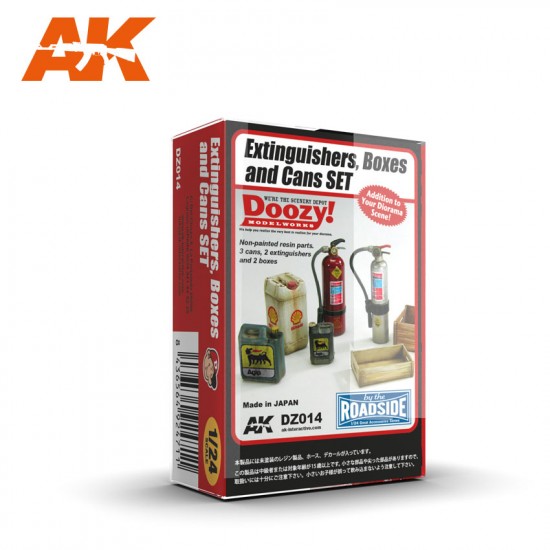 1/24 Extinguishers (2pcs), Boxes (2pcs) And Cans (2pcs in different size) Set 1/24 Extinguishers (2pcs), Boxes (2pcs) And Cans (2pcs in different size) Set