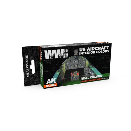 Real Colours Lacquer Based Paints set - WWII US Aircraft Interiors (6x 17ml) Real Colours Lacquer Based Paints set - WWII US Aircraft Interiors (6x 17ml)