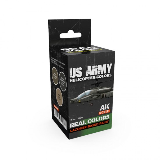 Real Colours Lacquer Based Paints set - US Army Helicopter (3x 17ml) Real Colours Lacquer Based Paints set - US Army Helicopter (3x 17ml)